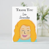 Personalisiert Danke, Girl's Red Portrait Name Dankeskarte (Stehend Vorderseite)