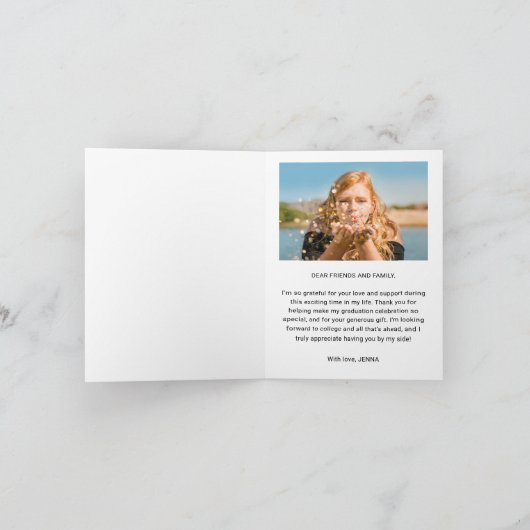 Personalisiert Danke Heart Script Abschluss Foto (Innenseite)