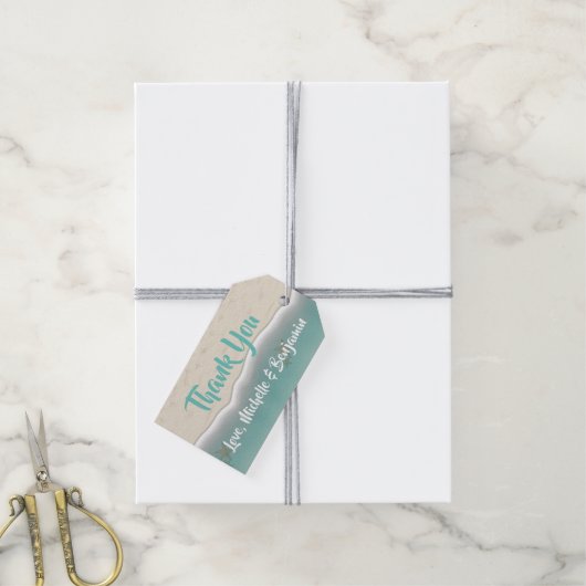 Personalisiert danke Ihnen Beachy Wedding Geschenk Geschenkanhänger (Mit Garn)