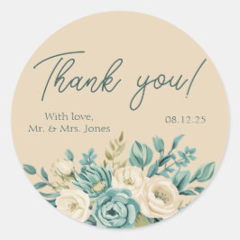 Personalisiert danke Ihnen für die Blumenhochzeit Runder Aufkleber