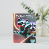 Personalisiert, Danke Karte, Niedlicher Racoon, Postkarte (Stehend Vorderseite)