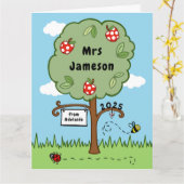 Personalisiert Danke, Lehrer Celebration Tree Karte (Gelbe Blume)