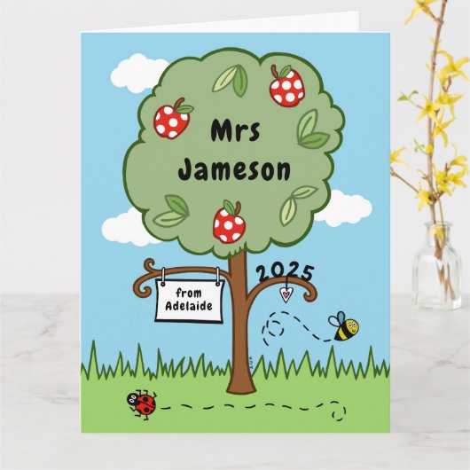 Personalisiert Danke, Lehrer Celebration Tree Karte (Gelbe Blume)