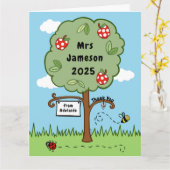 Personalisiert Danke, Lehrer Celebration Tree Karte (Gelbe Blume)