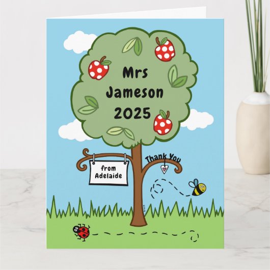 Personalisiert Danke, Lehrer Celebration Tree Karte (Vorderseite)