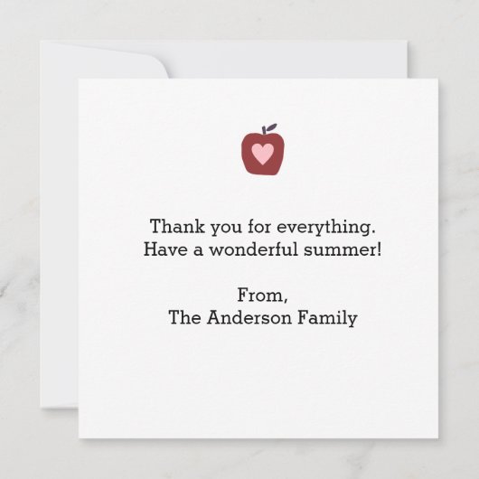 Personalisiert Danke, Lehrer Karte (Rückseite)