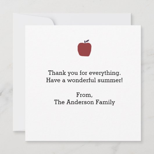 Personalisiert Danke, Lehrer Karte (Rückseite)