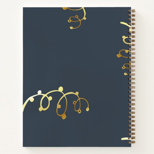 Personalisiert Dankesblatt, blau mit Gold Notizblock (Rückseite)