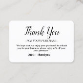 Personalisiert Dankeschön Karte mit Code bestellen (Rückseite)