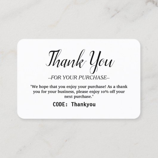 Personalisiert Dankeschön Karte mit Code bestellen (Rückseite)