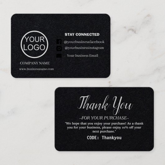 Personalisiert Dankeschön Karte mit Code bestellen (Vorne/Hinten)