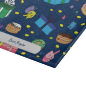 Personalisiert Dark Blue Hanukkah Pattern Schneidebrett (Ecke)