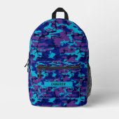 Personalisiert Dark Blue & Lila Camouflage Bedruckter Rucksack (Vorderseite)