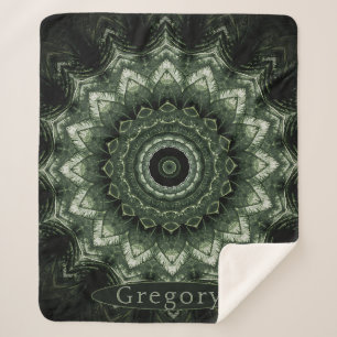 Personalisiert Dark Green Hosta Mandala Sherpadecke