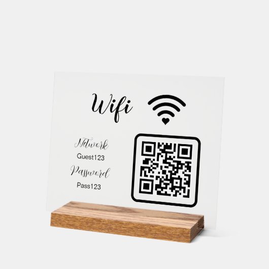 Personalisiert Das Wifi-Kennwort für Unternehmen Acrylschild (Winkel)