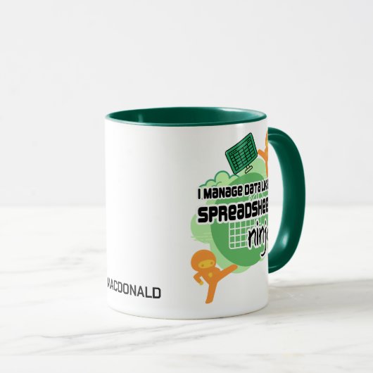 Personalisiert Data Manager SPREADSHEET NINJA Tasse (VorderseiteRechts)