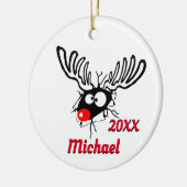 Personalisiert Dated Funny Reindeer Keramik Ornament (Links)