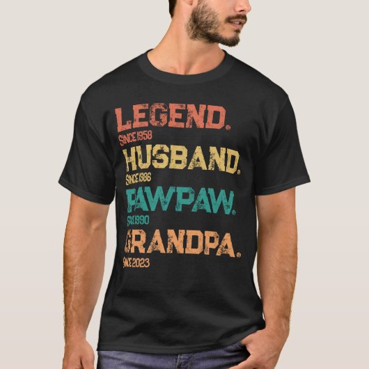 Personalisiert Dates Legend Husband Pawpaw Opa T-Shirt (Vorderseite)