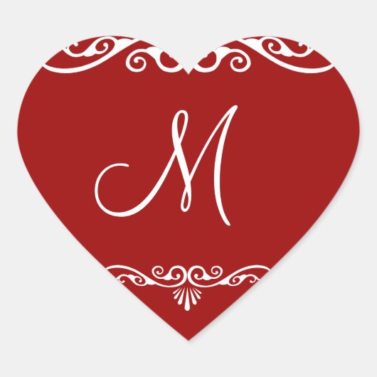 Personalisiert Decorative Monogramm Herz-Aufkleber (Vorderseite)