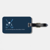 Personalisiert DeepBlue Mit Monogramm Golfer Gepäckanhänger (Rückseite horizontal)