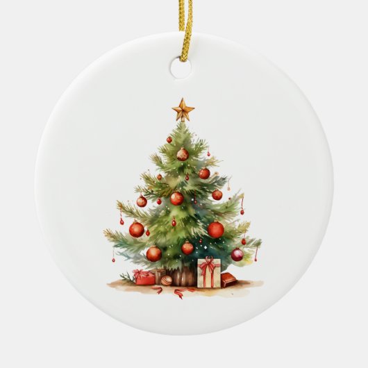 Personalisiert dekorierter Weihnachtsbaum Keramik Ornament (Vorne)