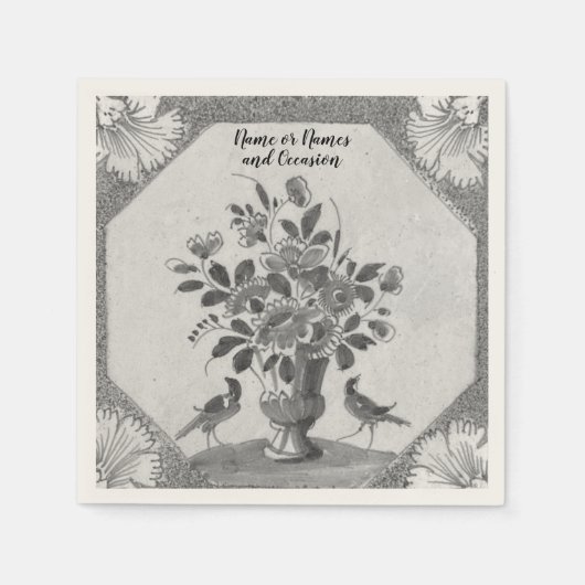 Personalisiert Delft Blumenzwiebelpapier Napkin Serviette (Vorderseite)