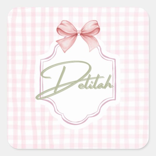 Personalisiert Delilah Baby Girl Kinderzimmer Ging Quadratischer Aufkleber (Vorderseite)