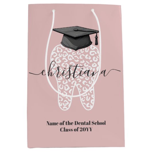 Personalisiert Dental Abschluss Leopard Tooth Grad Mittlere Geschenktüte (Vorderseite)