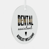 Personalisiert Dental Assistant Cheetah Ornament Aus Metall (Vorderseite Rechts)