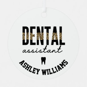 Personalisiert Dental Assistant Cheetah Ornament Aus Metall