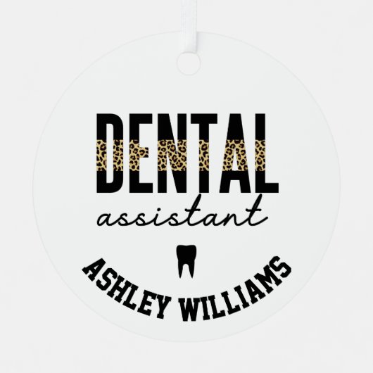 Personalisiert Dental Assistant Cheetah Ornament Aus Metall (Vorderseite)