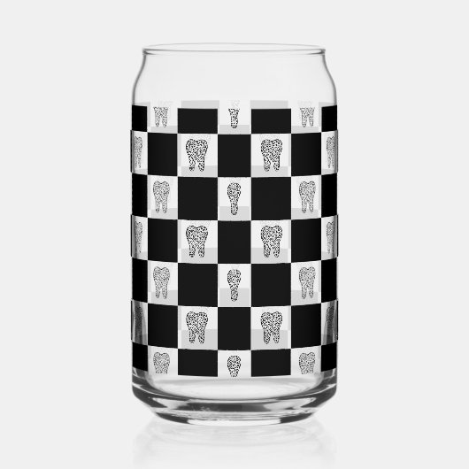 Personalisiert Dental Tooth Karo Muster Dosenglas (Links)