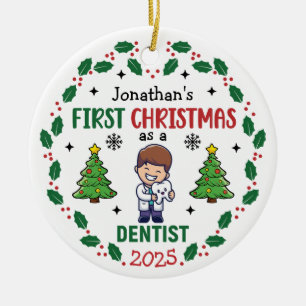 Personalisiert Dentist Erste Weihnachtsbaumrunde Keramik Ornament