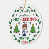 Personalisiert Dentist Erste Weihnachtsbaumrunde Keramik Ornament (Links)
