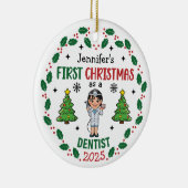 Personalisiert Dentist Erste Weihnachtsbaumrunde Keramik Ornament (Rechts)