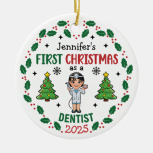 Personalisiert Dentist Erste Weihnachtsbaumrunde Keramik Ornament