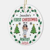 Personalisiert Dentist Erste Weihnachtsbaumrunde Keramik Ornament (Links)