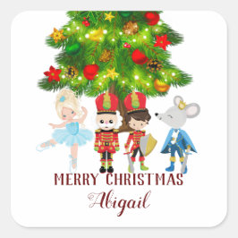Personalisiert der Nutcracker, Clara, Weihnachten Quadratischer Aufkleber