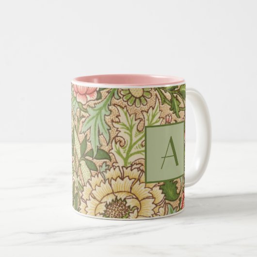 Personalisiert Design William Morris Pattern Zweifarbige Tasse (VorderseiteRechts)