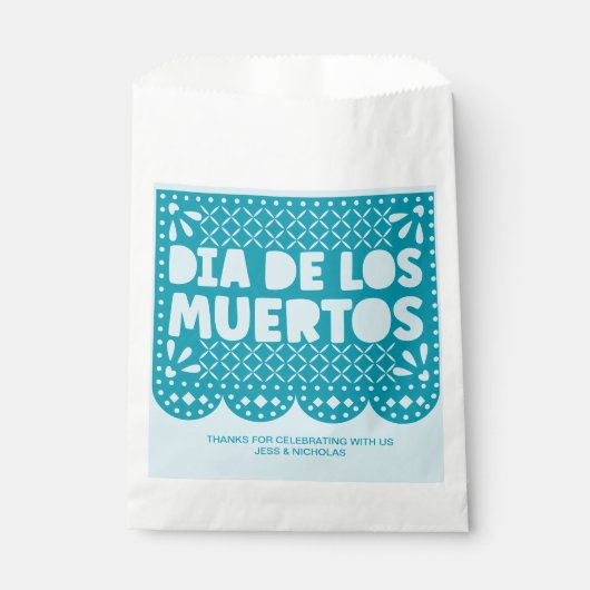 Personalisiert Dia de los Muertos Blue Picado Pape Geschenktütchen (Vorderseite)