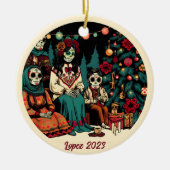 Personalisiert Día de los Muertos Weihnachtsfeiert Keramik Ornament (Vorne)