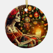 Personalisiert Día de los Muertos Weihnachtsfeiert Keramik Ornament (Vorne)