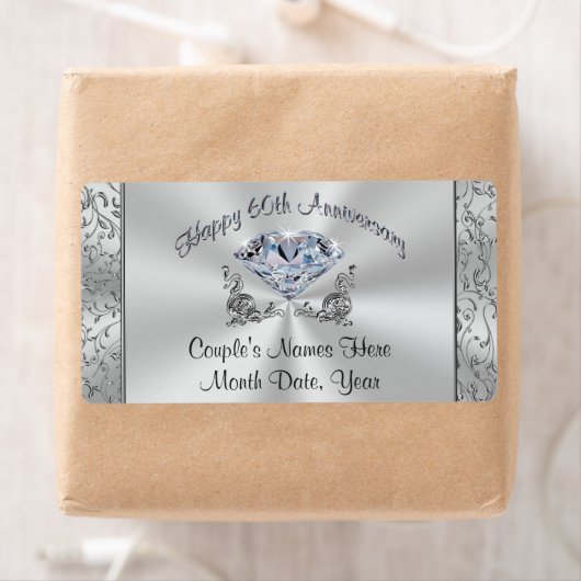 Personalisiert Diamond 60 Jahre Party Labels (Insitu)