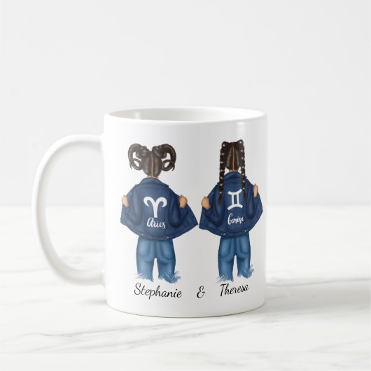 Personalisiert Die besten Freunde Aries Gemini Gir Kaffeetasse (Links)