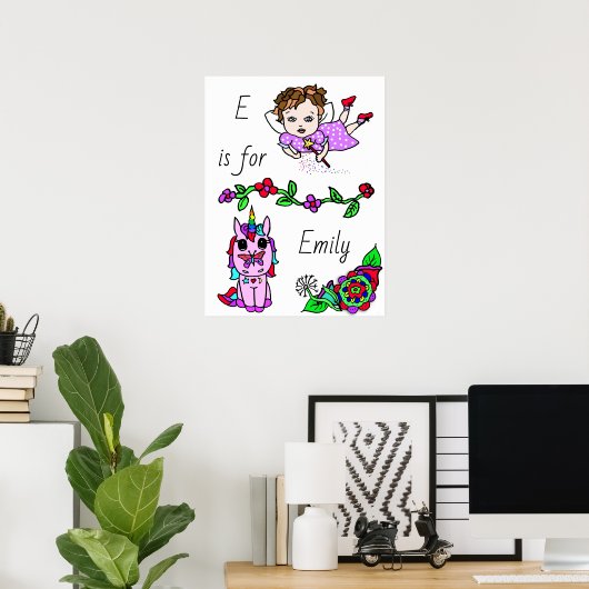 Personalisiert diese Hübsche Lila Fee und Einhorn Poster (Heimbüro)