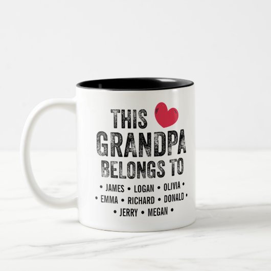 Personalisiert Dieser Opa gehört Individuellen Nam Zweifarbige Tasse (Links)