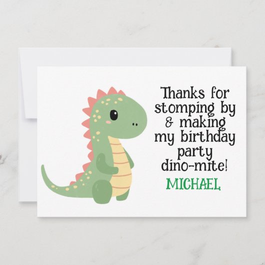 Personalisiert Dinosaur Geburtstag Vielen Dank Kar Dankeskarte (Vorderseite)