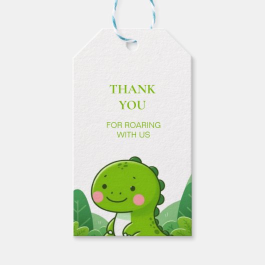 Personalisiert Dinosaur Geburtstagsparty Geschenkanhänger (Vorderseite)
