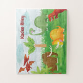 Personalisiert Dinosaur Jurassic T Rex Brontosauru Puzzle (Vertikal)