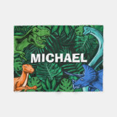 Personalisiert Dinosaur Kinder Dino Jurassic Trex Fleecedecke (Vorderseite (Horizontal))